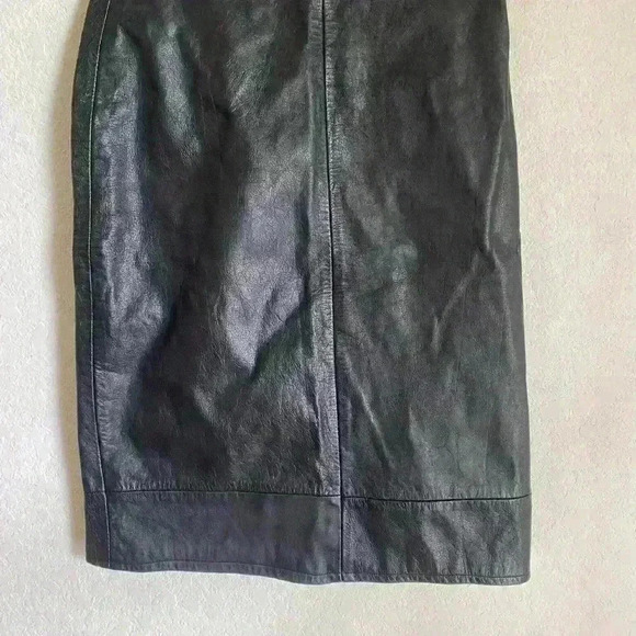 Vintage Compagnie Internationale Express Black Leather Pencil Skirt Work Size 5 - Picture 4 of 12